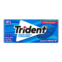 Goma de mascar Trident  sin azúcar sabor a menta 18 pzas