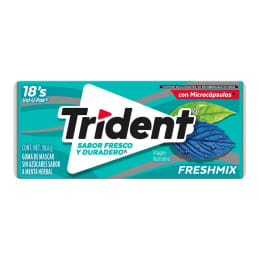 Goma de mascar Trident Fresh Mix sin azúcar sabor menta con eucalipto 18 pzas