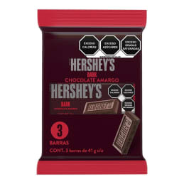 Barra de chocolate Hershey’s  dark 3 pzas de 41 g c/u