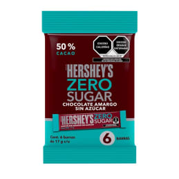 Barras de chocolate Hershey’s  zero sugar amargo 102 g