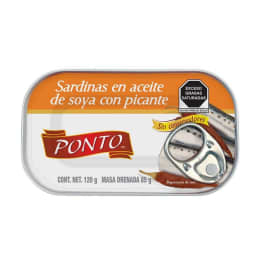 Sardinas Ponto  en aceite de soya con picante 120 g