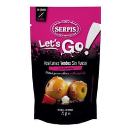 Aceitunas verdes Serpis  let’s go! sin hueso con paprika 70 g