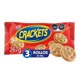 Galletas Gamesa Crackets sabor mantequilla 3 rollos de 89 g c/u