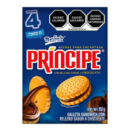 Galletas Príncipe Marinela con relleno sabor a chocolate 252 g