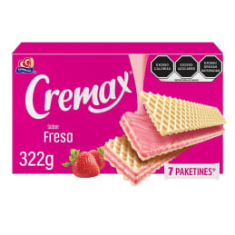 Galletas Gamesa Cremax tipo wafer sabor fresa 7 paketines de 46 g c/u