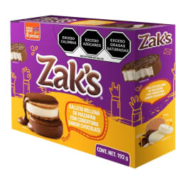 Galleta La Costeña Zaks Mini rellena de mazapan con cobertura sabor chocolate 8 pzas