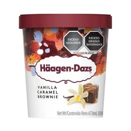 Helado Haagen Dazs  sabor vainilla con trozos de brownie y caramelo 473 ml