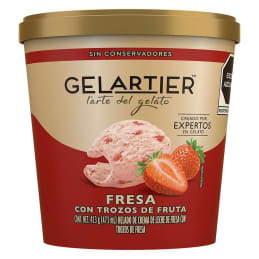 Helado Gelartier  fresa con trozos de fruta 473 ml