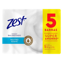 Jabón de tocador Zest  neutro suave 5 barras de 90 g c/u