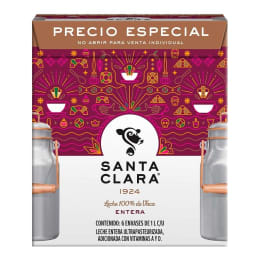 Leche Santa Clara  entera 6 pzas de 1 l c/u