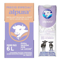 Leche Alpura  deslactosada light 6 pzas de 1 Litro c/u