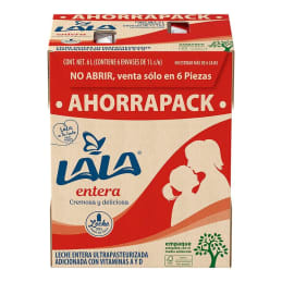 Leche Lala  entera 6 pzas de 1 l c/u