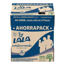 Leche Lala semidescremada caja con 6 pzas de 1 l c/u