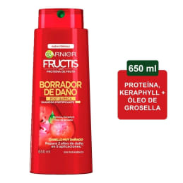 Shampoo Garnier Fructis 2 en 1 borrador de daño post química 650 ml