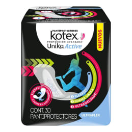 Pantiprotectores Kotex Unika active ultraflex con 30 pzas