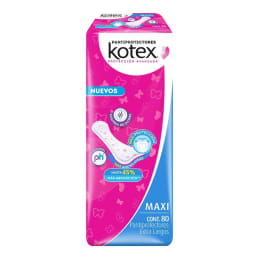 Pantiprotectores Kotex Maxi protección extra largos 80 pzas