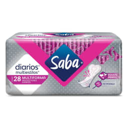 Protectores diarios Saba  multiestilos multiforma 28 pzas