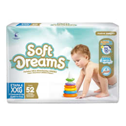 Pañales Soft Dreams  etapa 6 extra XG unisex 52 pzas